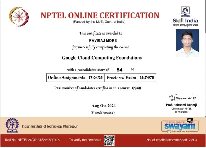Google Cloud Computing Foundations certificate